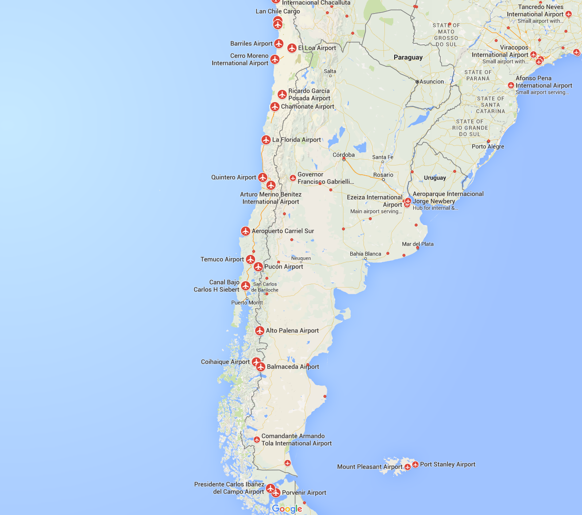 CHILE AIRPORTS MAP